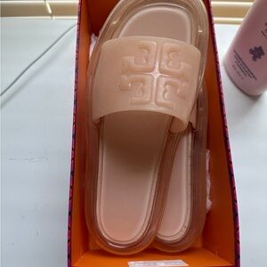 Tory Burch Cream Slide Sandals